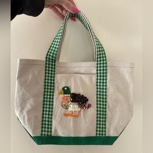 NWT Anthropologie Hartley Tote Canvas Sequin Pearl Duck Tote Bag